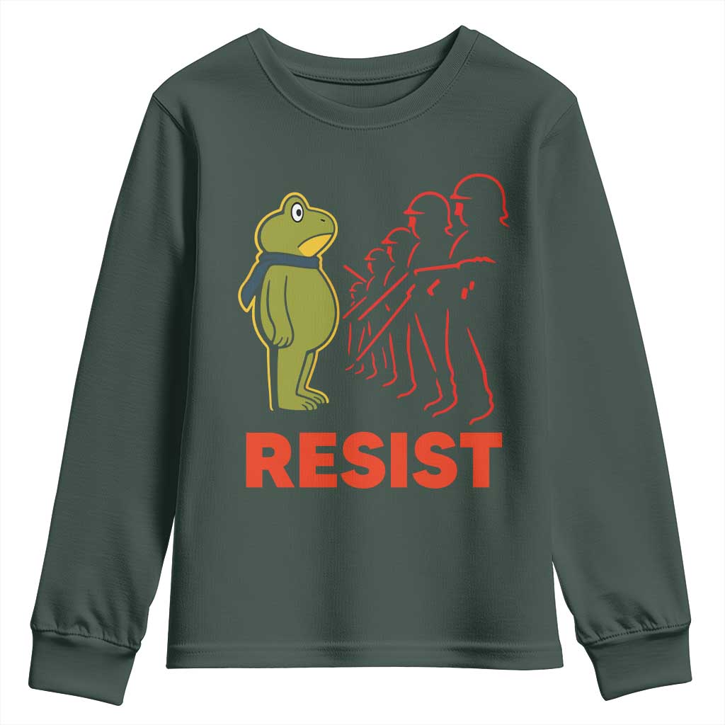 Frog Resist Youth Sweatshirt Free Portland Political Satire TS02 Dark Forest Green Print Your Wear