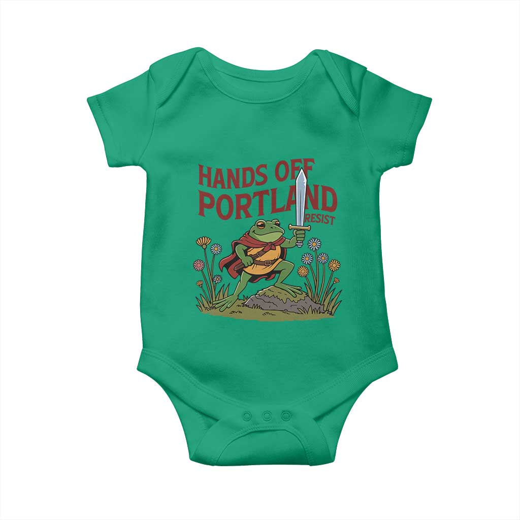 Hands Off Portland Sword Frog Baby Onesie Freedom Fighters Hero Resist TS02 Irish Green Print Your Wear