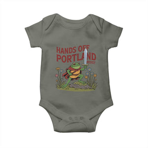 Hands Off Portland Sword Frog Baby Onesie Freedom Fighters Hero Resist TS02 Military Green Print Your Wear