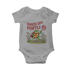 Hands Off Portland Sword Frog Baby Onesie Freedom Fighters Hero Resist TS02 Sport Gray Print Your Wear