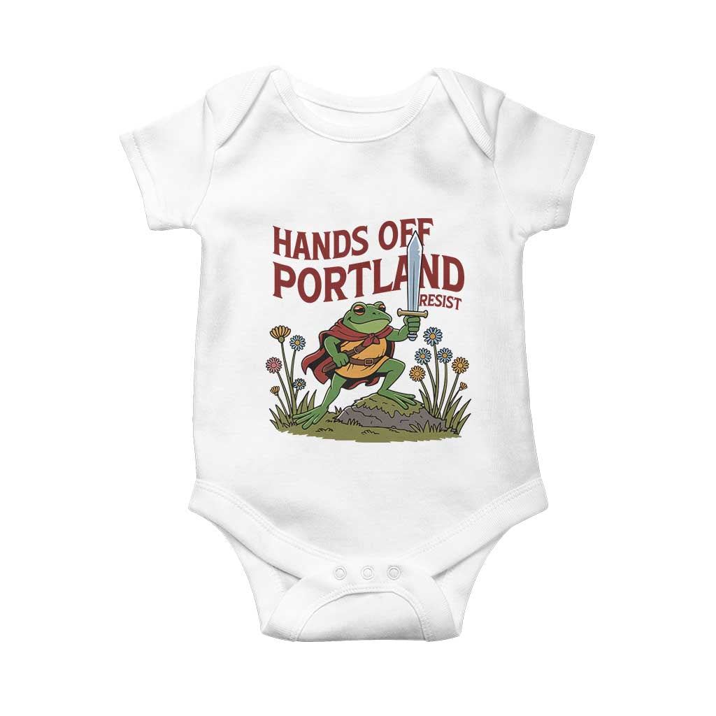Hands Off Portland Sword Frog Baby Onesie Freedom Fighters Hero Resist TS02 White Print Your Wear