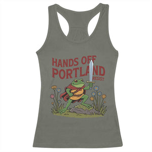 Hands Off Portland Sword Frog Racerback Tank Top Freedom Fighters Hero Resist TS02 Military Green Print Your Wear