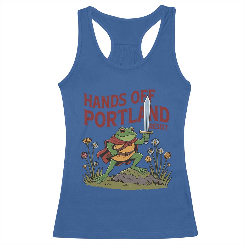 Hands Off Portland Sword Frog Racerback Tank Top Freedom Fighters Hero Resist TS02 Royal Blue Print Your Wear