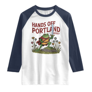 Hands Off Portland Sword Frog Raglan Shirt Freedom Fighters Hero Resist TS02 White Navy Print Your Wear
