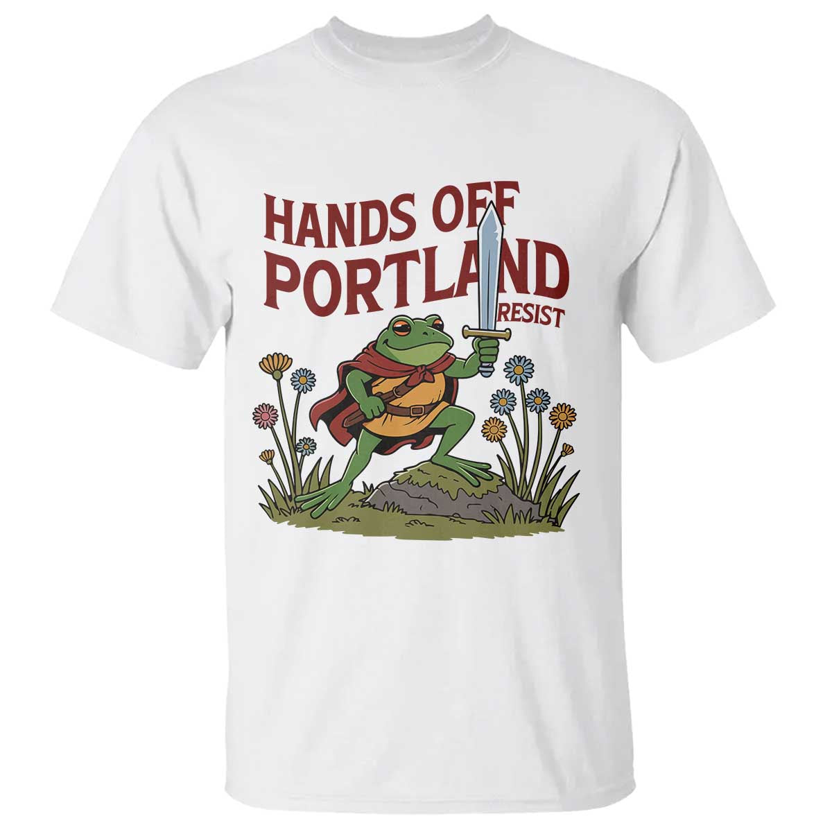 Hands Off Portland Sword Frog T Shirt Freedom Fighters Hero Resist TS02 White Print Your Wear