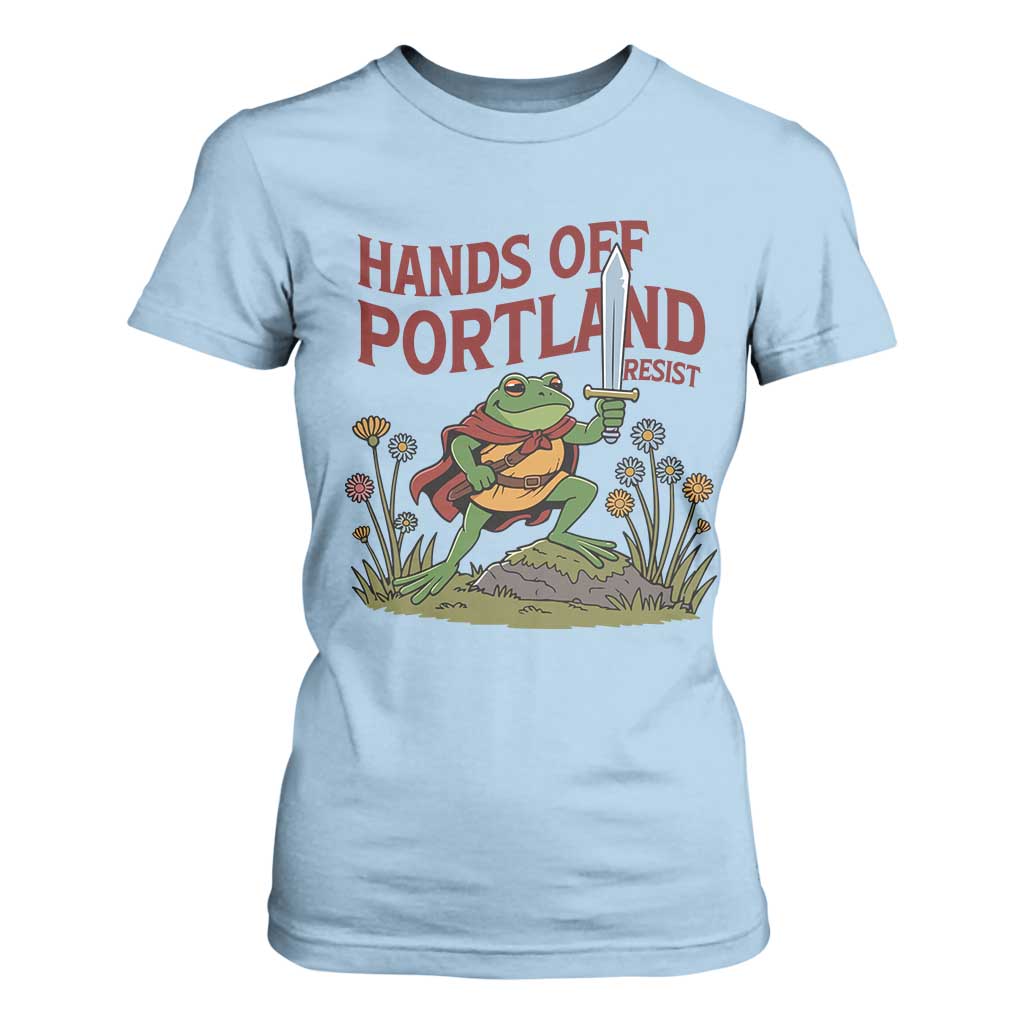Hands Off Portland Sword Frog T Shirt For Women Freedom Fighters Hero Resist TS02 Light Blue Print Your Wear