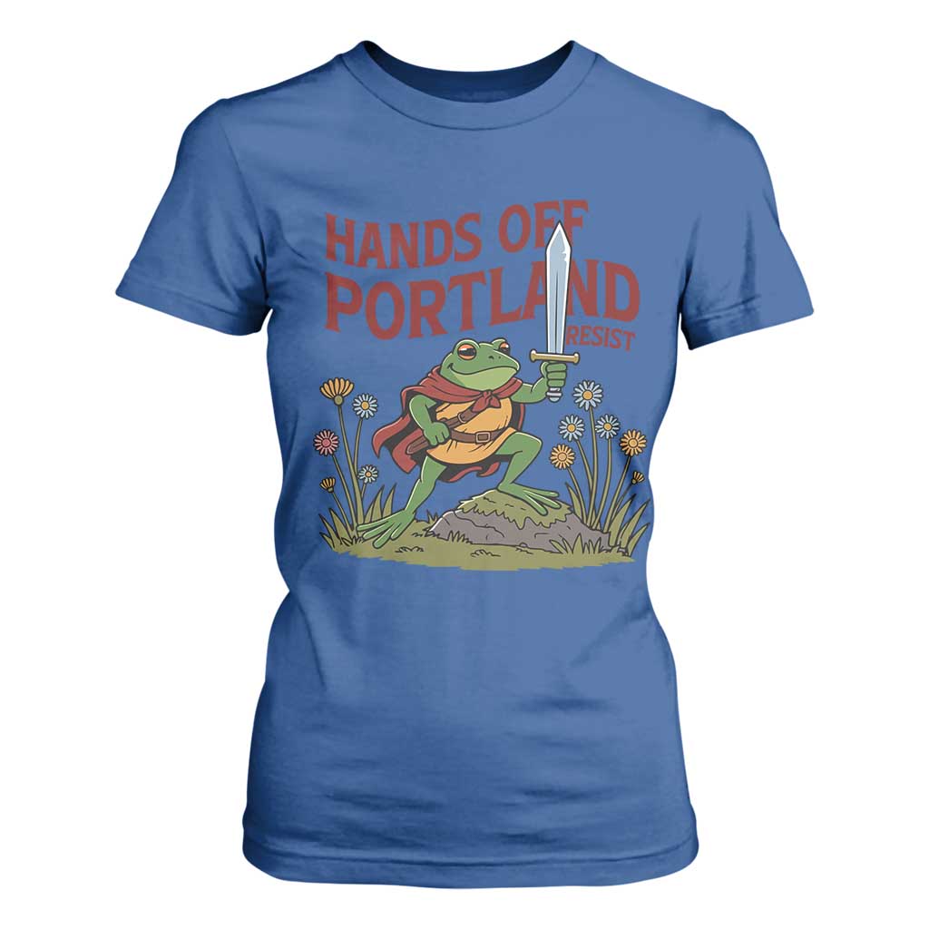 Hands Off Portland Sword Frog T Shirt For Women Freedom Fighters Hero Resist TS02 Royal Blue Print Your Wear