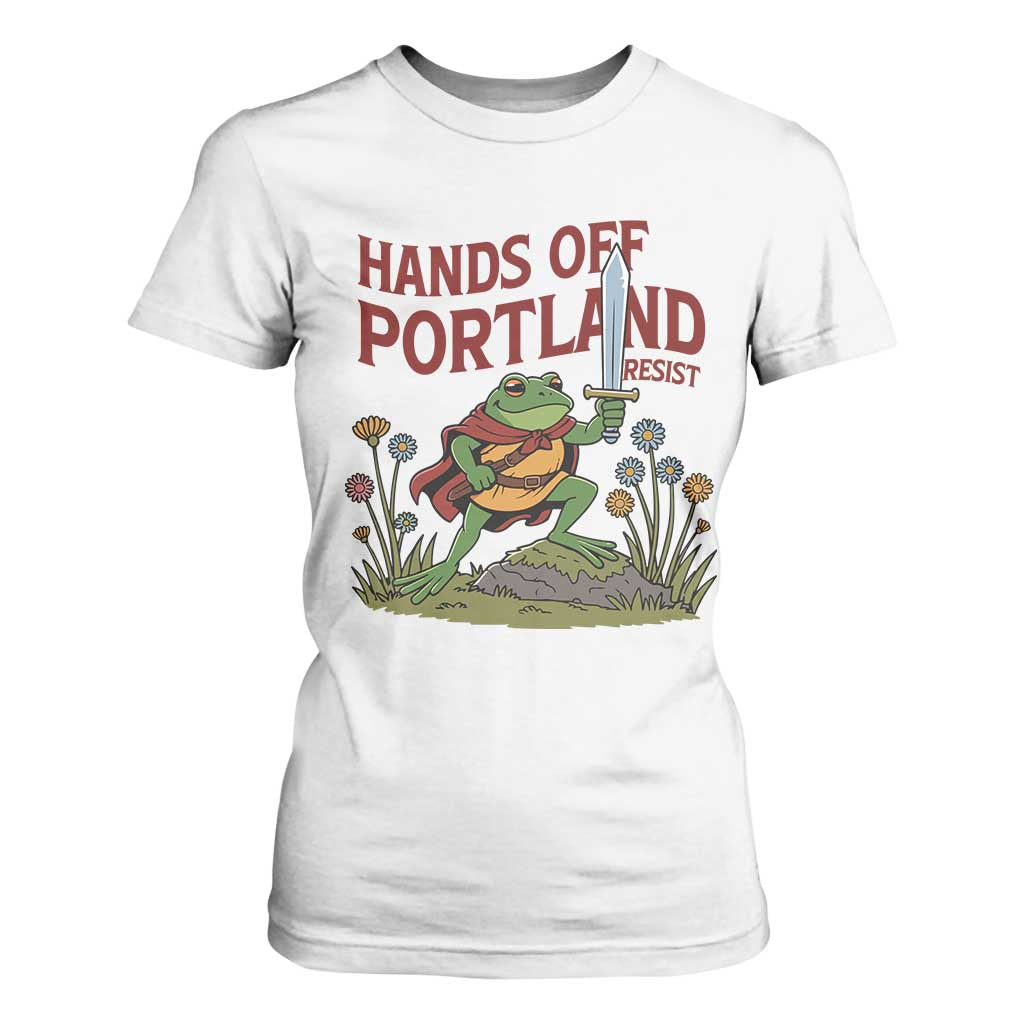 Hands Off Portland Sword Frog T Shirt For Women Freedom Fighters Hero Resist TS02 White Print Your Wear
