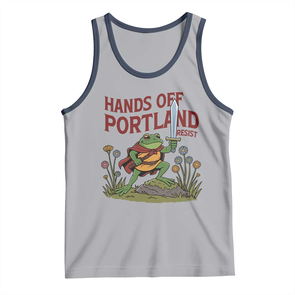 Hands Off Portland Sword Frog Tank Top Freedom Fighters Hero Resist TS02 Athletic Heather Navy Print Your Wear