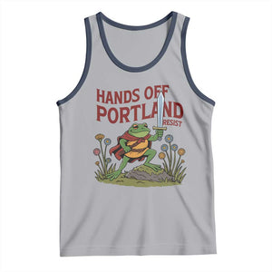 Hands Off Portland Sword Frog Tank Top Freedom Fighters Hero Resist TS02 Athletic Heather Navy Print Your Wear