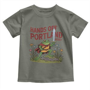 Hands Off Portland Sword Frog Toddler T Shirt Freedom Fighters Hero Resist TS02 Military Green Print Your Wear