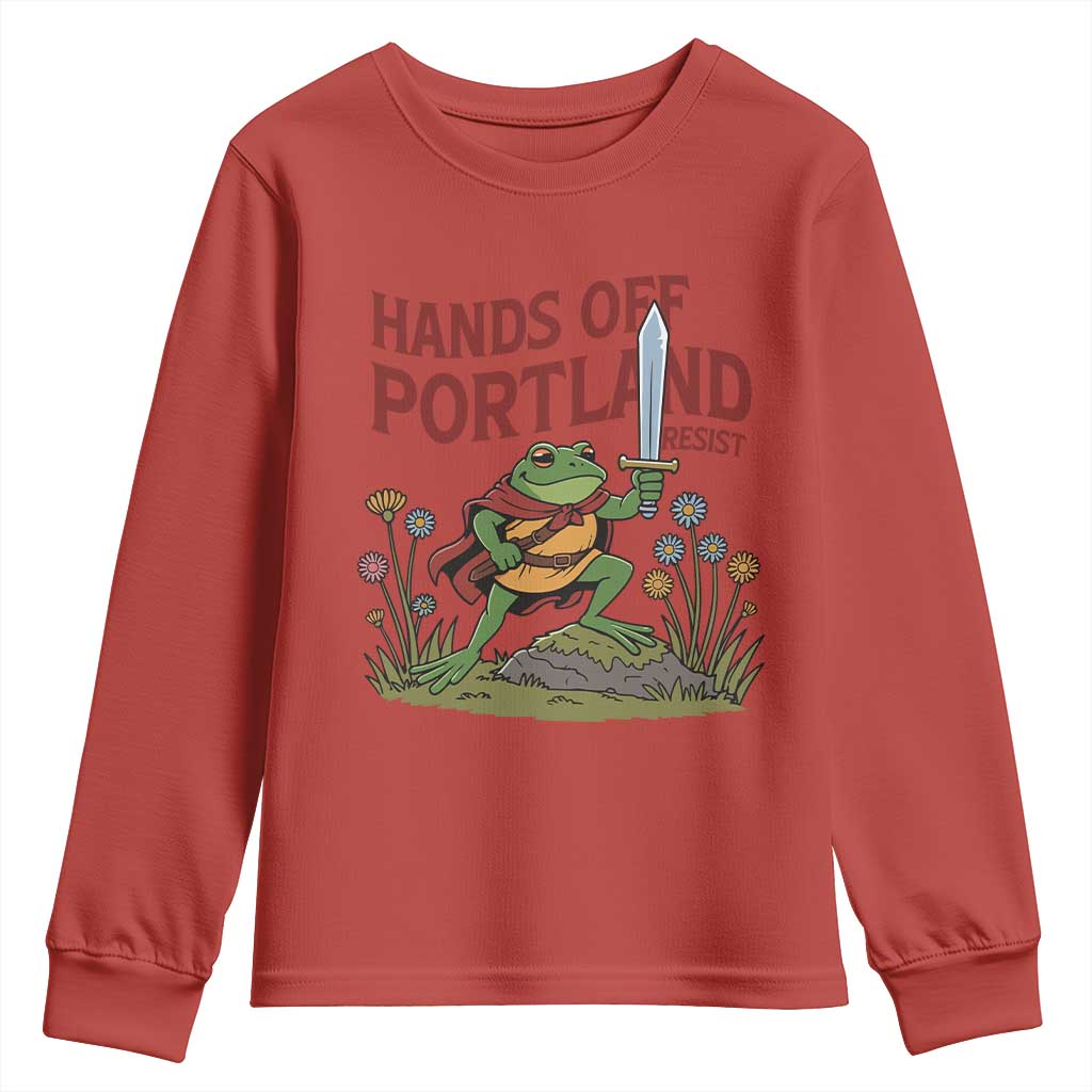 Hands Off Portland Sword Frog Youth Sweatshirt Freedom Fighters Hero Resist TS02 Red Print Your Wear