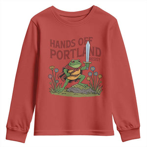 Hands Off Portland Sword Frog Youth Sweatshirt Freedom Fighters Hero Resist TS02 Red Print Your Wear
