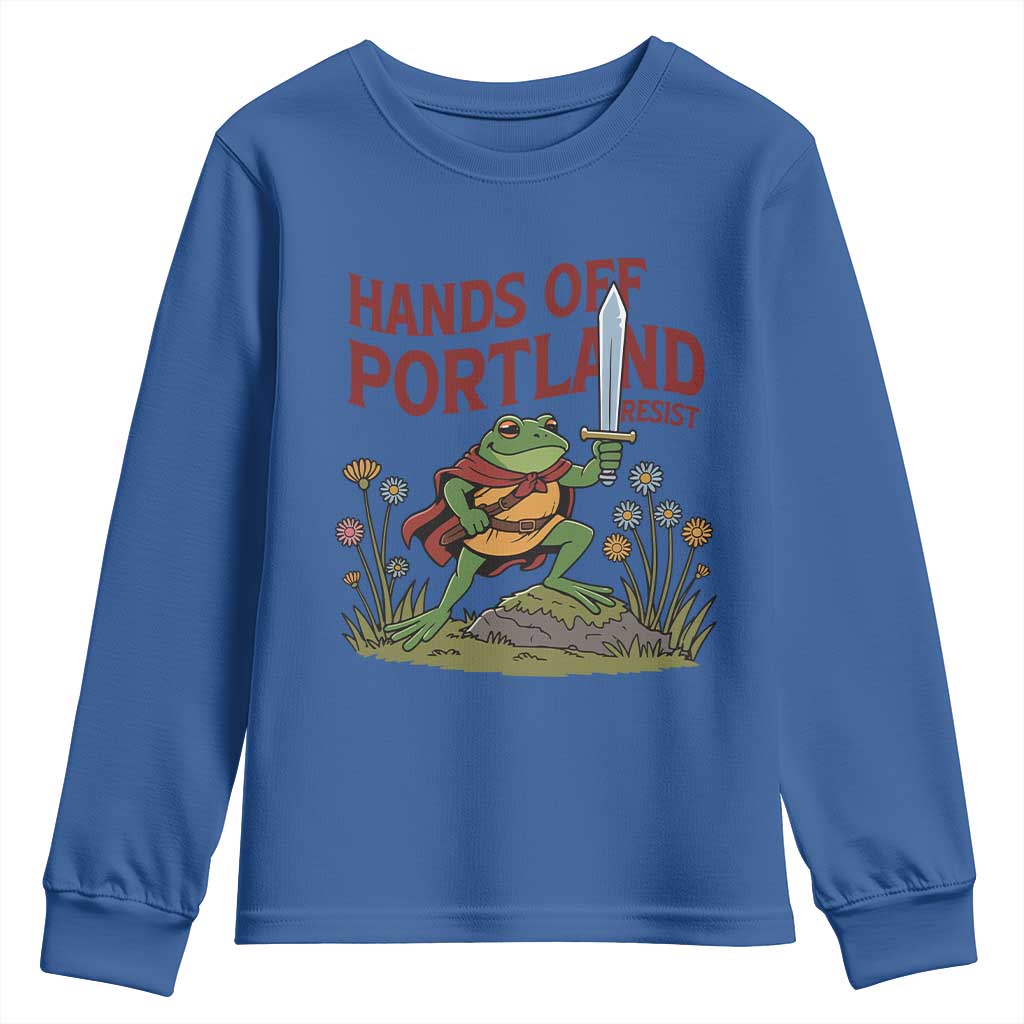 Hands Off Portland Sword Frog Youth Sweatshirt Freedom Fighters Hero Resist TS02 Royal Blue Print Your Wear