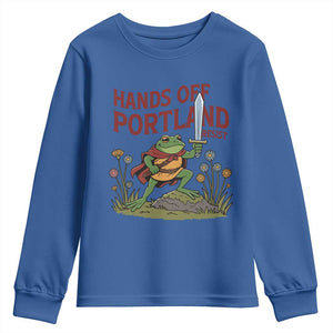 Hands Off Portland Sword Frog Youth Sweatshirt Freedom Fighters Hero Resist TS02 Royal Blue Print Your Wear