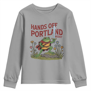 Hands Off Portland Sword Frog Youth Sweatshirt Freedom Fighters Hero Resist TS02 Sport Gray Print Your Wear