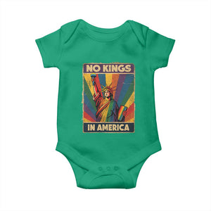 No Kings in America Pride Baby Onesie Rainbow Statue of Liberty Protest TS02 Irish Green Print Your Wear