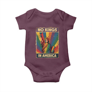 No Kings in America Pride Baby Onesie Rainbow Statue of Liberty Protest TS02 Maroon Print Your Wear