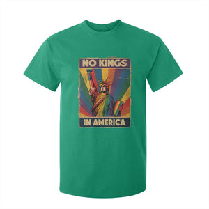 No Kings in America Pride T Shirt For Kid Rainbow Statue of Liberty Protest TS02 Irish Green Print Your Wear