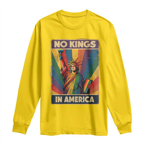 No Kings in America Pride Long Sleeve Shirt Rainbow Statue of Liberty Protest TS02 Daisy Print Your Wear