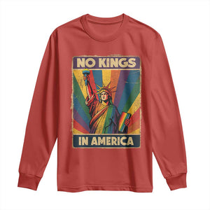 No Kings in America Pride Long Sleeve Shirt Rainbow Statue of Liberty Protest TS02 Red Print Your Wear