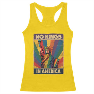 No Kings in America Pride Racerback Tank Top Rainbow Statue of Liberty Protest TS02 Daisy Print Your Wear