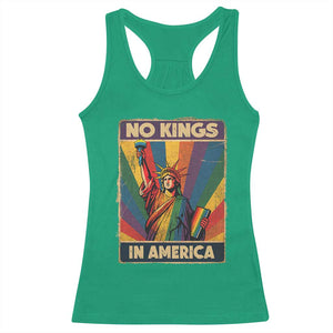 No Kings in America Pride Racerback Tank Top Rainbow Statue of Liberty Protest TS02 Irish Green Print Your Wear
