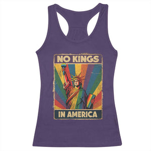 No Kings in America Pride Racerback Tank Top Rainbow Statue of Liberty Protest TS02 Purple Print Your Wear