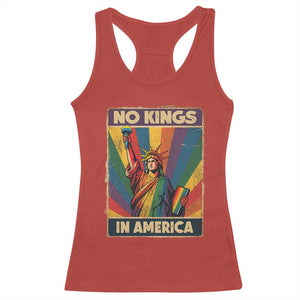 No Kings in America Pride Racerback Tank Top Rainbow Statue of Liberty Protest TS02 Red Print Your Wear