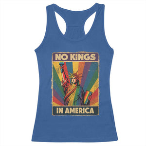 No Kings in America Pride Racerback Tank Top Rainbow Statue of Liberty Protest TS02 Royal Blue Print Your Wear