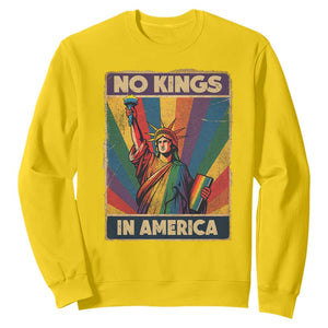 No Kings in America Pride Sweatshirt Rainbow Statue of Liberty Protest TS02 Daisy Print Your Wear