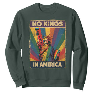 No Kings in America Pride Sweatshirt Rainbow Statue of Liberty Protest TS02 Dark Forest Green Print Your Wear