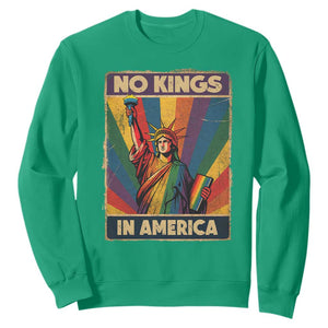 No Kings in America Pride Sweatshirt Rainbow Statue of Liberty Protest TS02 Irish Green Print Your Wear