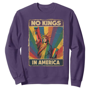 No Kings in America Pride Sweatshirt Rainbow Statue of Liberty Protest TS02 Purple Print Your Wear