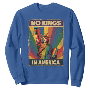 No Kings in America Pride Sweatshirt Rainbow Statue of Liberty Protest TS02 Royal Blue Print Your Wear