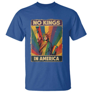 No Kings in America Pride T Shirt Rainbow Statue of Liberty Protest TS02 Royal Blue Print Your Wear