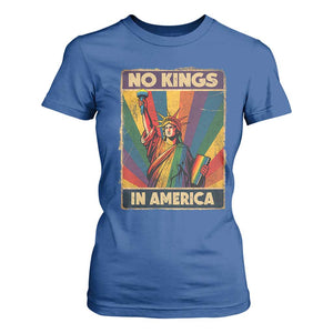 No Kings in America Pride T Shirt For Women Rainbow Statue of Liberty Protest TS02 Royal Blue Print Your Wear