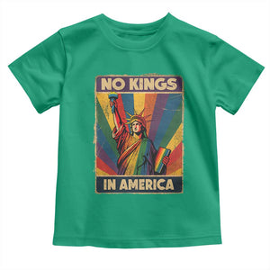 No Kings in America Pride Toddler T Shirt Rainbow Statue of Liberty Protest TS02 Irish Green Print Your Wear