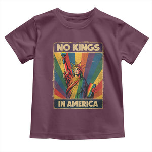 No Kings in America Pride Toddler T Shirt Rainbow Statue of Liberty Protest TS02 Maroon Print Your Wear