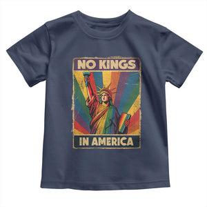 No Kings in America Pride Toddler T Shirt Rainbow Statue of Liberty Protest TS02 Navy Print Your Wear