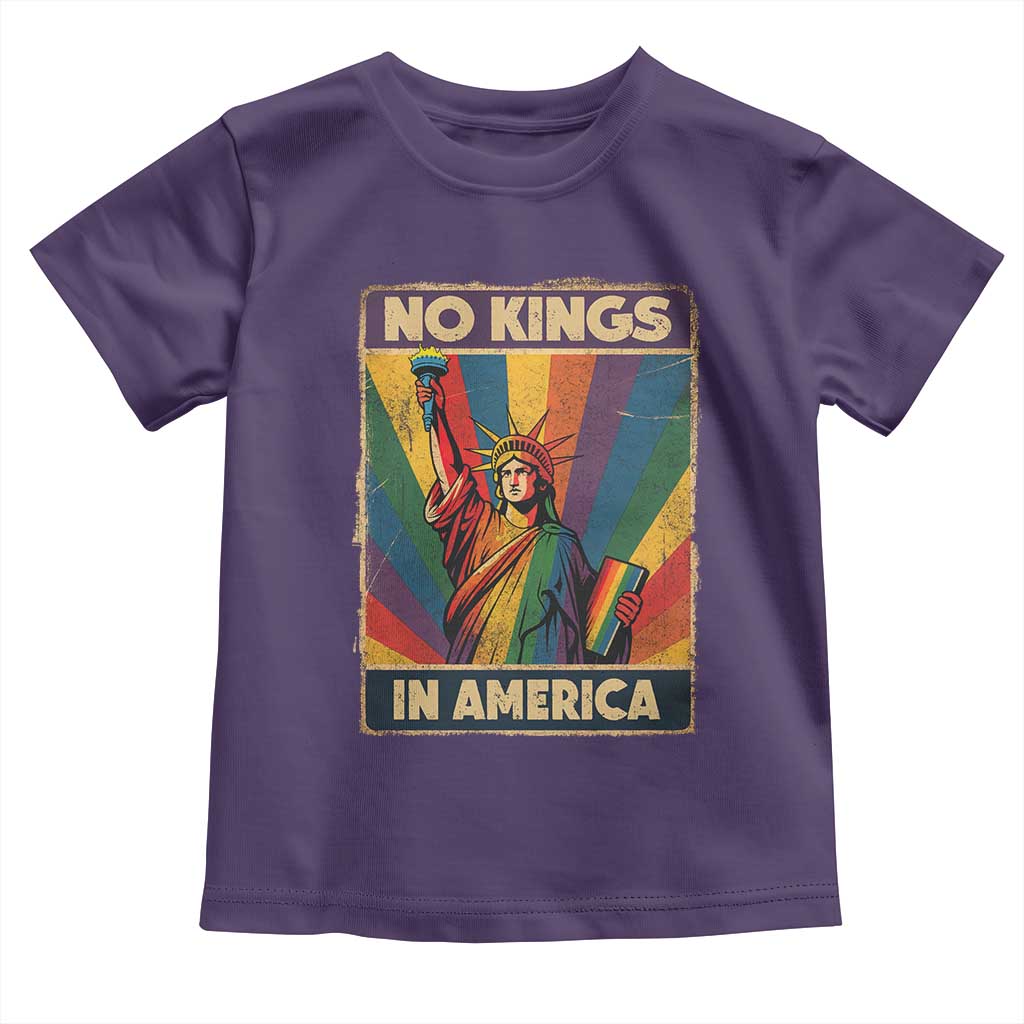 No Kings in America Pride Toddler T Shirt Rainbow Statue of Liberty Protest TS02 Purple Print Your Wear