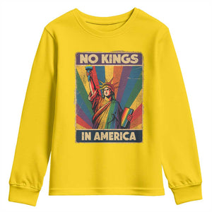 No Kings in America Pride Youth Sweatshirt Rainbow Statue of Liberty Protest TS02 Daisy Print Your Wear
