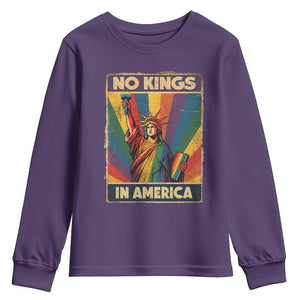 No Kings in America Pride Youth Sweatshirt Rainbow Statue of Liberty Protest TS02 Purple Print Your Wear