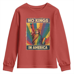 No Kings in America Pride Youth Sweatshirt Rainbow Statue of Liberty Protest TS02 Red Print Your Wear