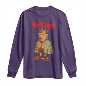 No Kings Trump Long Sleeve Shirt Satirical Clown Ruler Political Satire TS02 Purple Print Your Wear