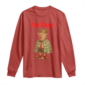 No Kings Trump Long Sleeve Shirt Satirical Clown Ruler Political Satire TS02 Red Print Your Wear