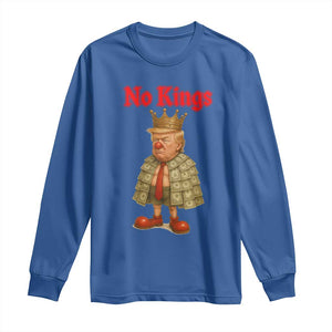 No Kings Trump Long Sleeve Shirt Satirical Clown Ruler Political Satire TS02 Royal Blue Print Your Wear