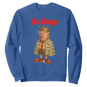 No Kings Trump Sweatshirt Satirical Clown Ruler Political Satire TS02 Royal Blue Print Your Wear