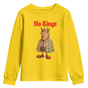 No Kings Trump Youth Sweatshirt Satirical Clown Ruler Political Satire TS02 Daisy Print Your Wear