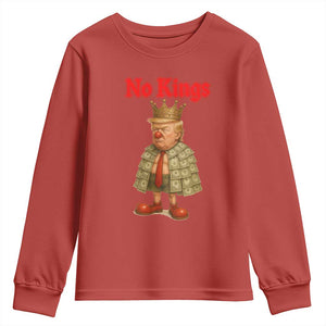 No Kings Trump Youth Sweatshirt Satirical Clown Ruler Political Satire TS02 Red Print Your Wear